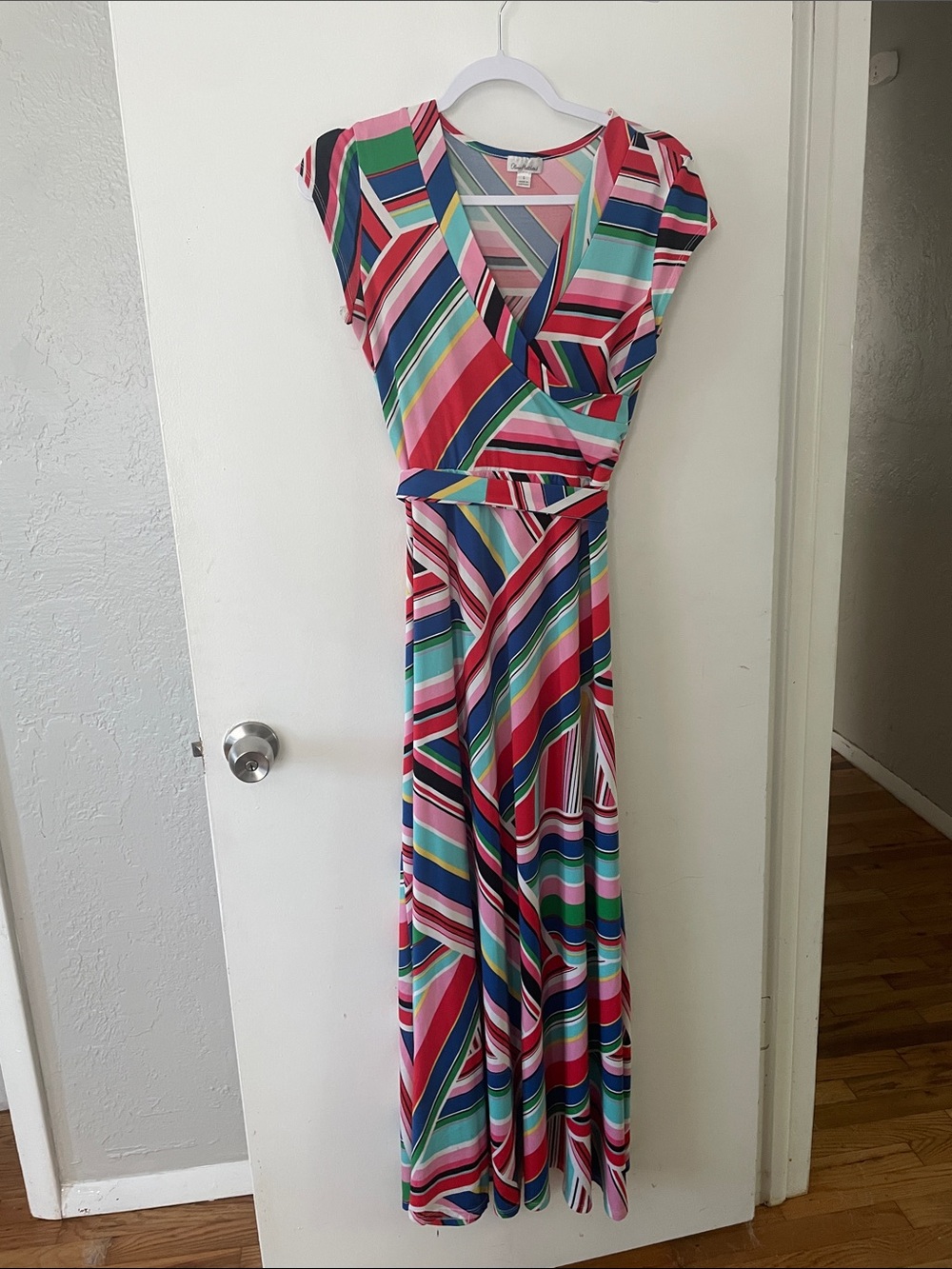 Olivia Matthews Multicolor Stripe Maxi Dress - Pink, Blue, Green, Red